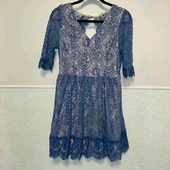 Impressions Dresses & Skirts - Impressions Blue Lace Dress for Woman / Size L